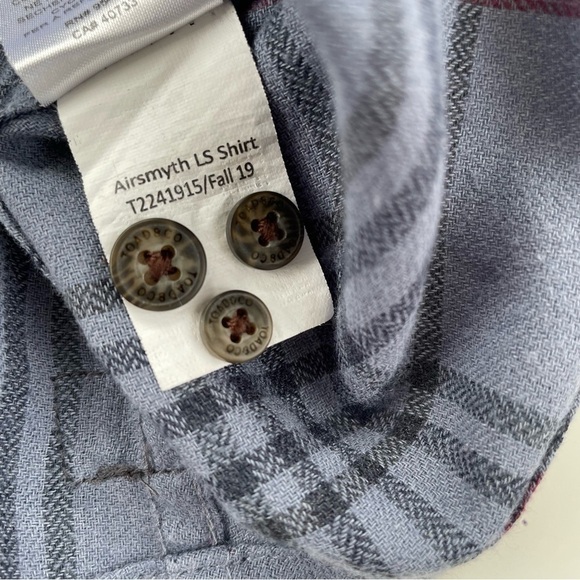 Toad&Co. Men's Blue Gray Plaid Airsmyth Long Sleeve Button Down Shirt Size Large - Picture 7 of 9